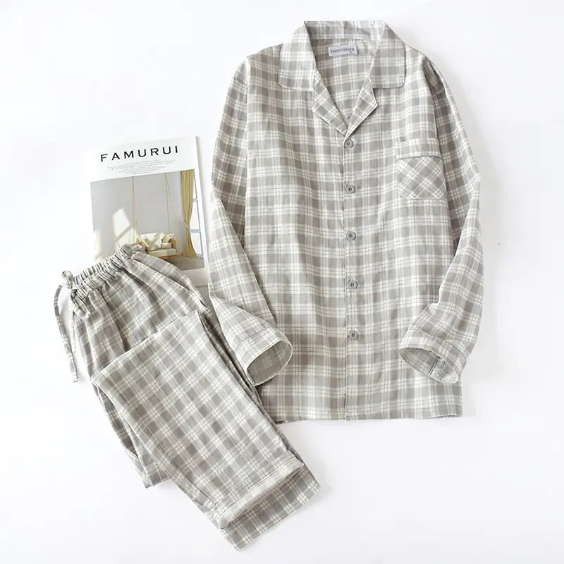 Cotton Plaid Pajama Set for Couples