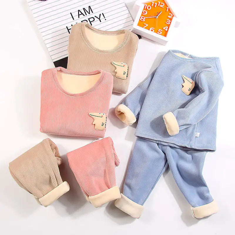 Baby Plus Velvet Thermal Underwear Suit