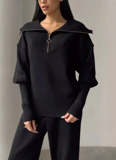 Ladies Zip Shoulder Hoodie Set