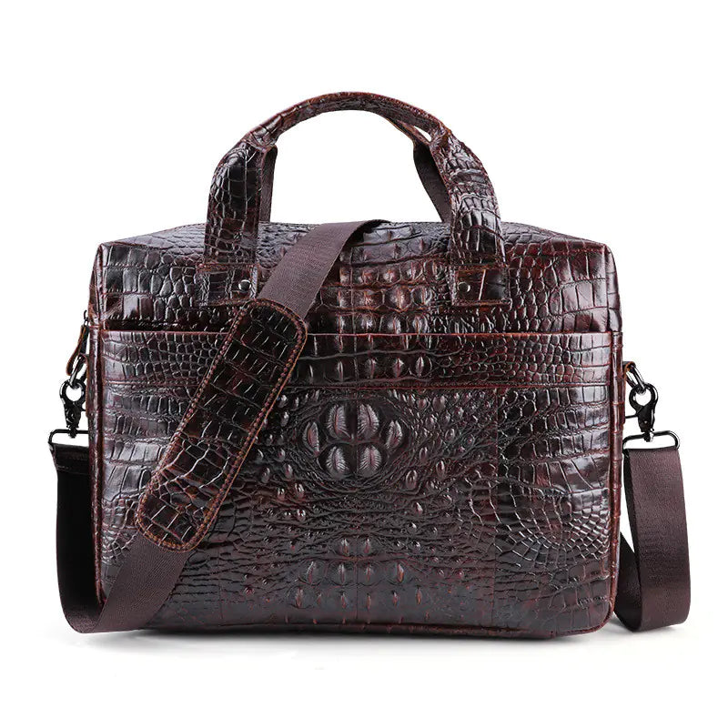 Leather Croc Laptop Bag