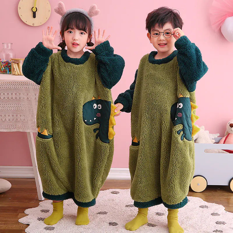 Children's Dinosaur One-Piece Pajamas for Home Wear