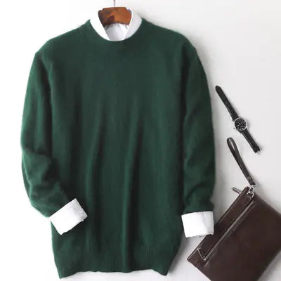 Men's Mink-Wool Round Neck Sweater