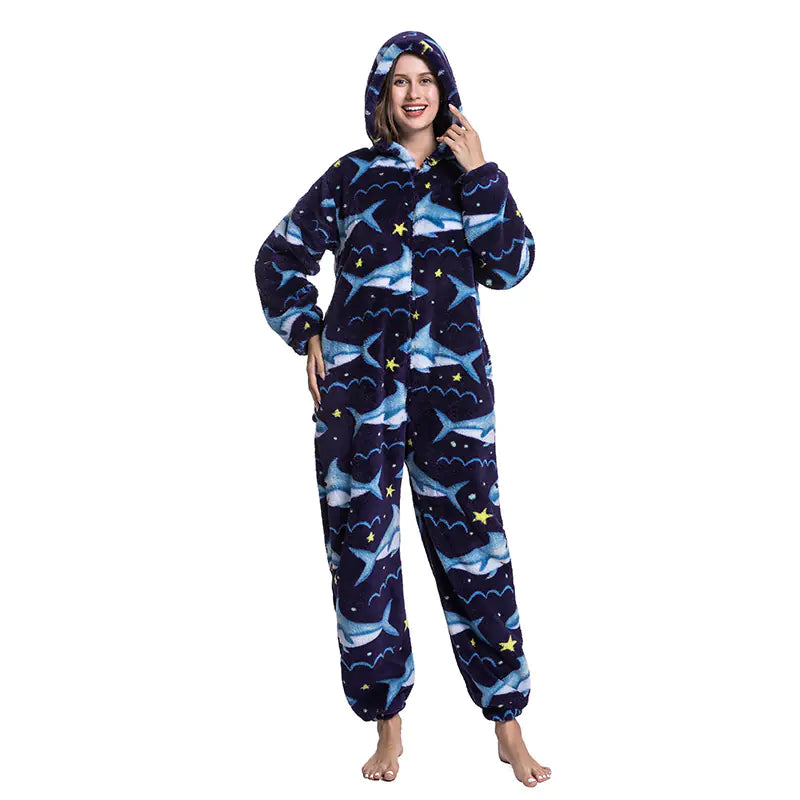 Cute Cartoon Animal Onesie Fleece Pajamas