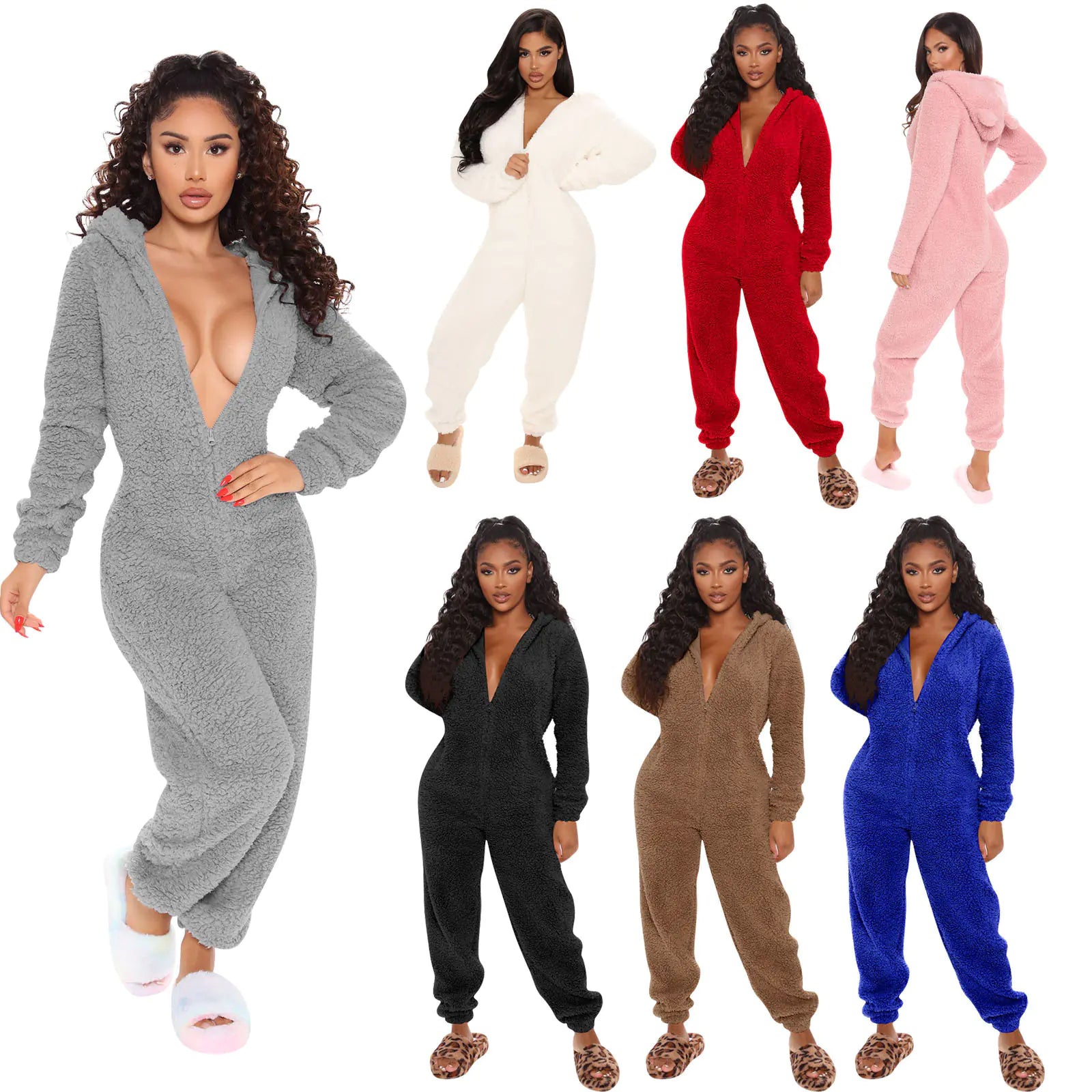 Long Sleeve Hooded Jumpsuit Pajamas
