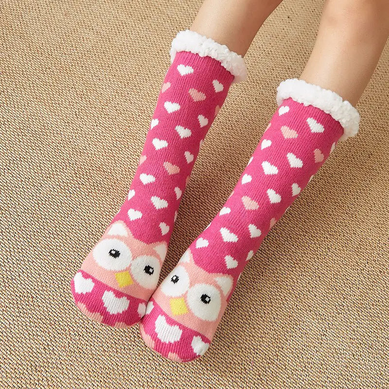 Winter Christmas Plush Coral Fleece Home Socks