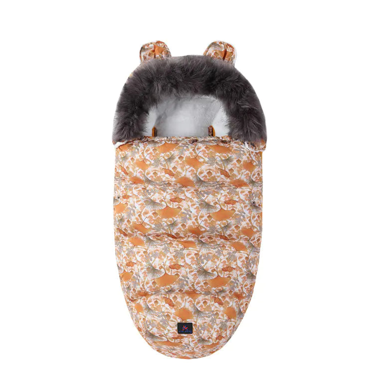 Thickened Fleece Baby Sleeping Bag with Fur Collar