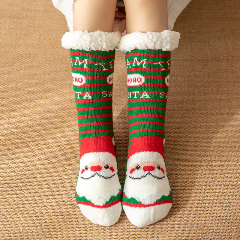 Winter Christmas Plush Coral Fleece Home Socks