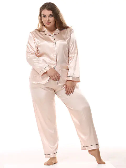 Ladies Plus Size Satin Pyjamas