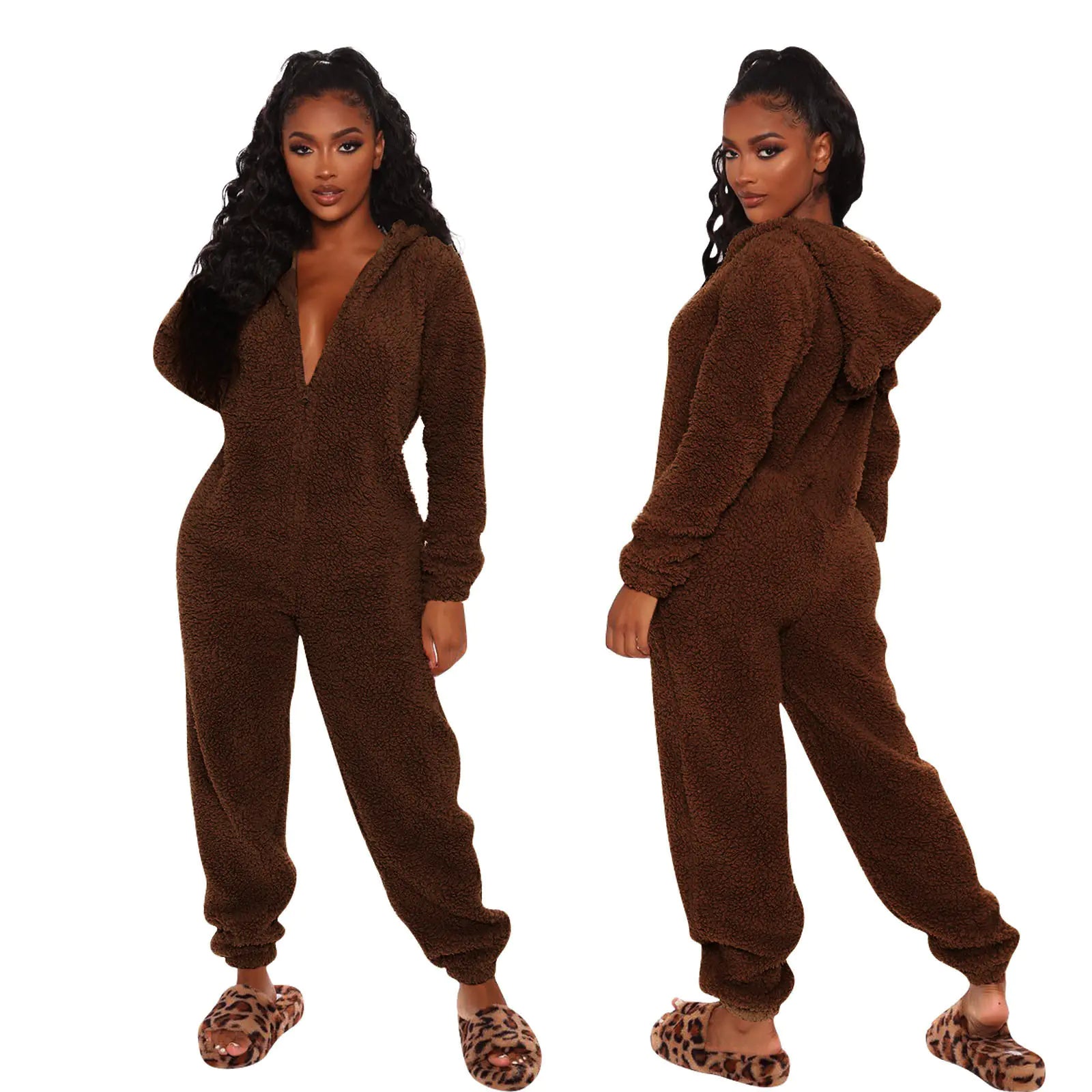 Long Sleeve Hooded Jumpsuit Pajamas