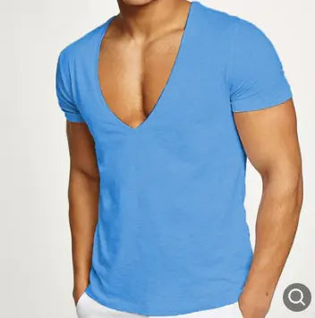 Men's Slim Fit Deep V-Neck Short Sleeve T-Shirt