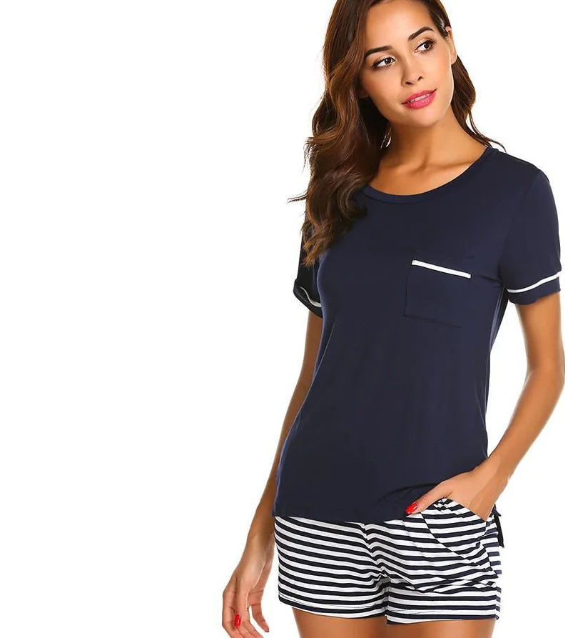 Striped Pajama Set for Women with Shorts