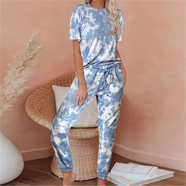 Ladies Short Sleeve Tie-Dye Pyjamas