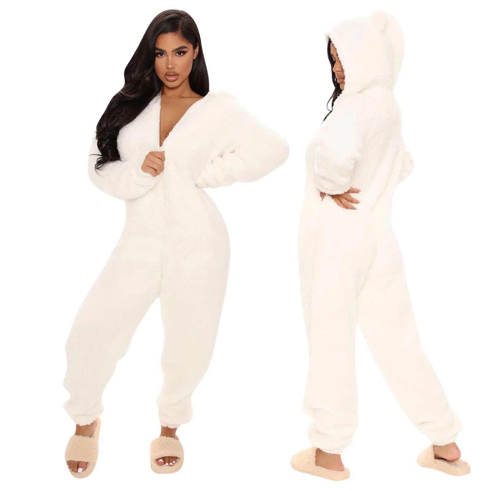 Long Sleeve Hooded Jumpsuit Pajamas