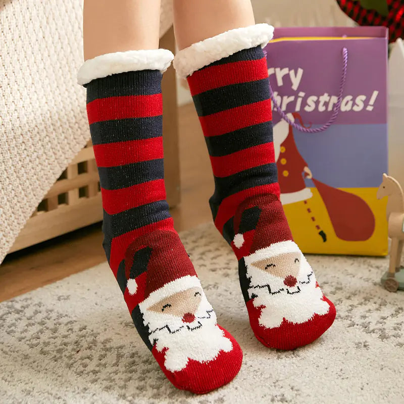 Winter Christmas Plush Coral Fleece Home Socks