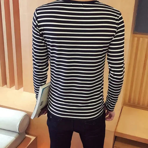 Mens Hooped Long Sleeved Tee
