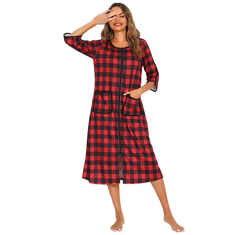 Women's Zipper Shirt Pajamas