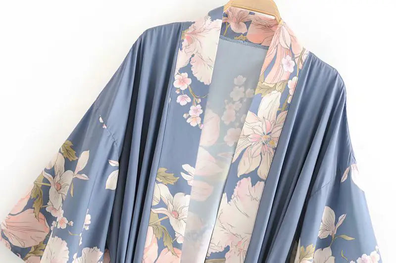 Ladies Peacock Floral Kimono Robe