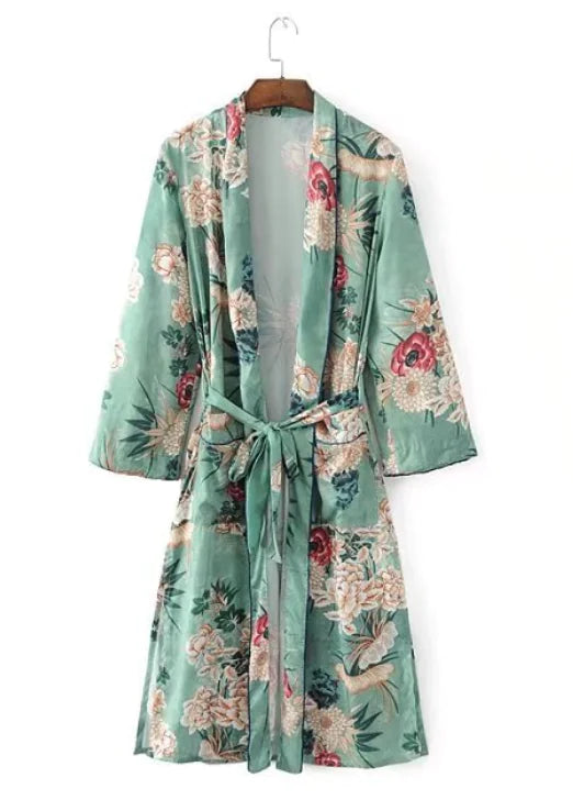 Mint Exotic Kimono Robe