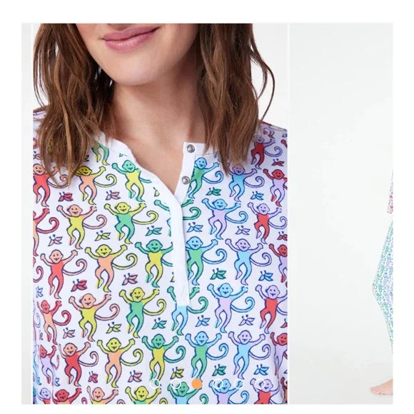 Ladies Monkey Printed Pajama Set
