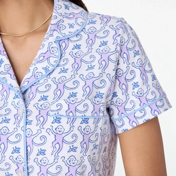 Ladies Monkey Printed Pajama Set