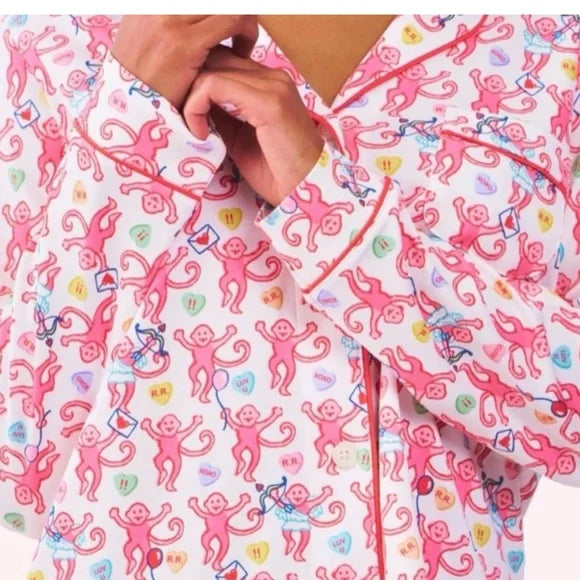 Ladies Monkey Printed Pajama Set
