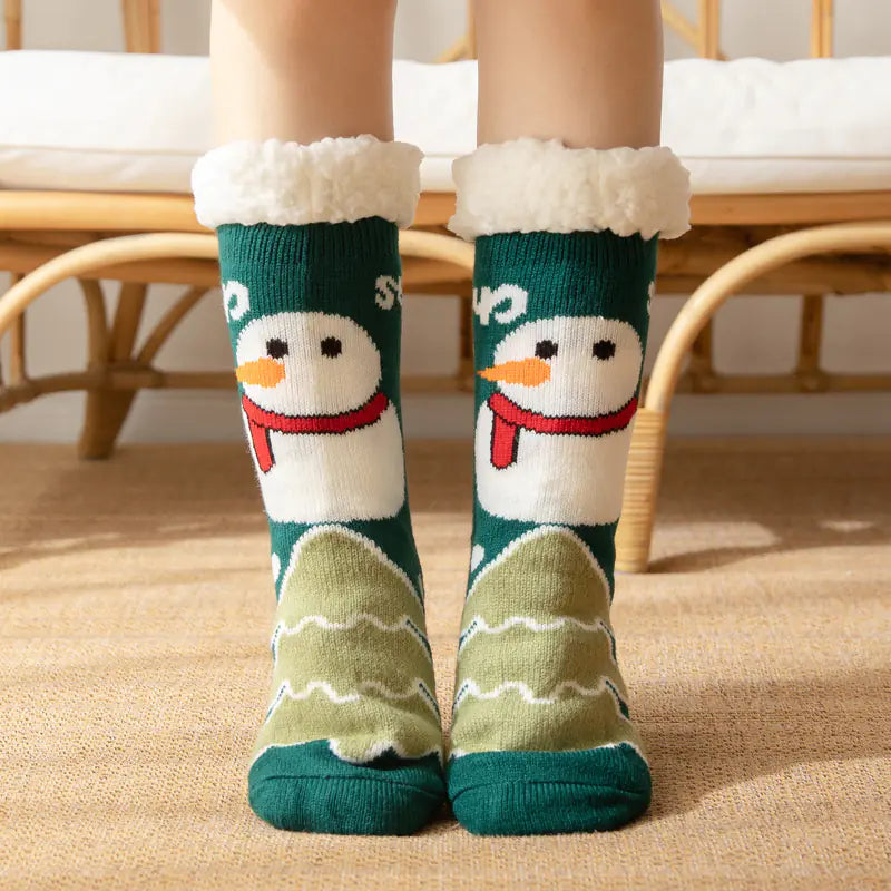 Winter Christmas Plush Coral Fleece Home Socks