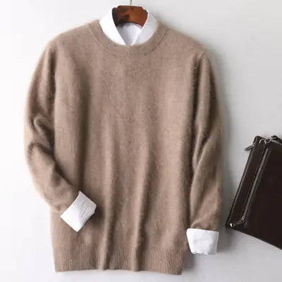 Men's Mink-Wool Round Neck Sweater