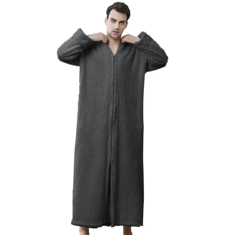 Unisex Long Zipper Bathrobe