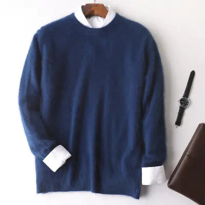 Men's Mink-Wool Round Neck Sweater