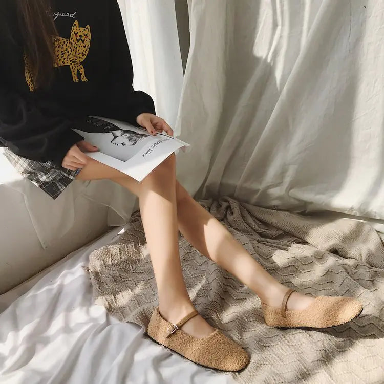 Women's Fuzzy Slippers with Lambswool Sole