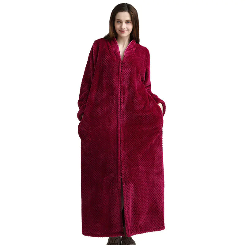 Unisex Long Zipper Bathrobe