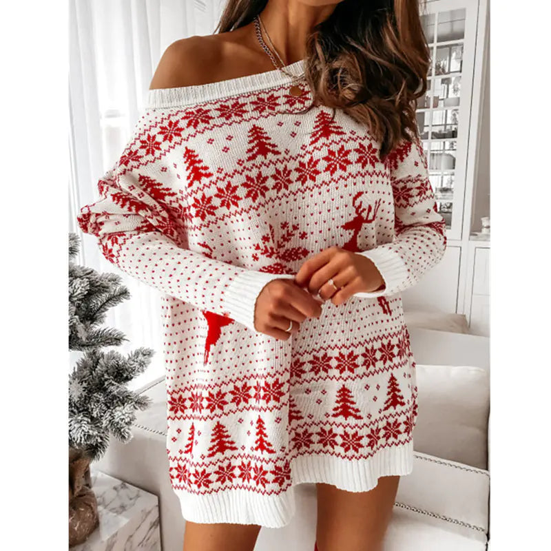 Ladies Christmas Long Sleeve Knit Dress