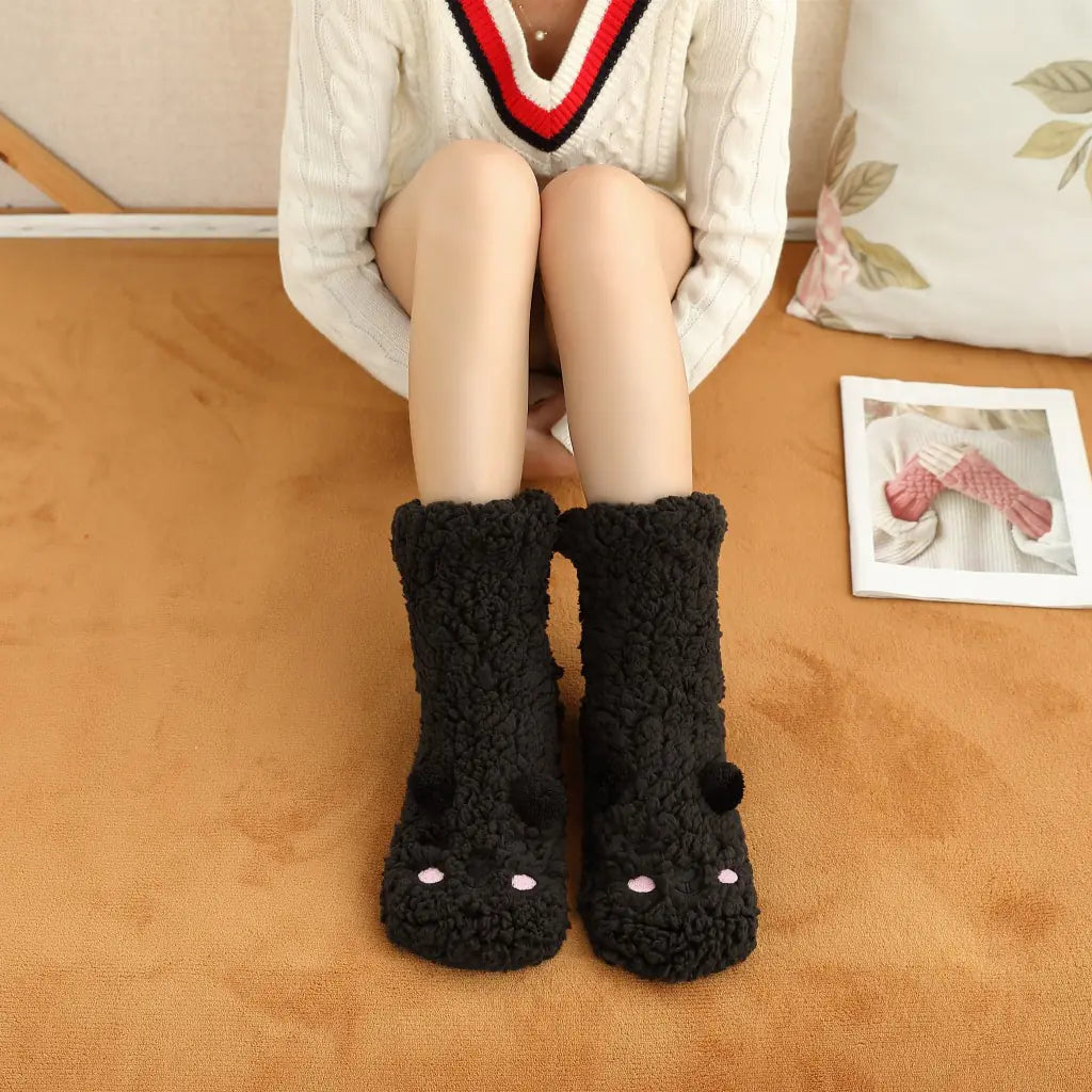 Cartoon Lambswool Anti-Slip Socks