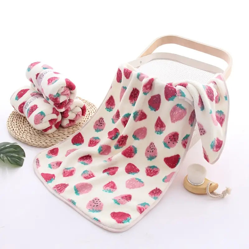 Strawberry Cotton Bath & Hand Towel