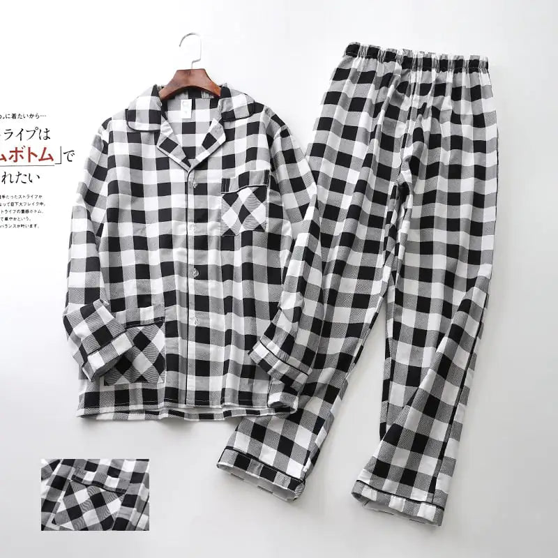 Men's Printed Long Sleeve Pajama Set with Trousers