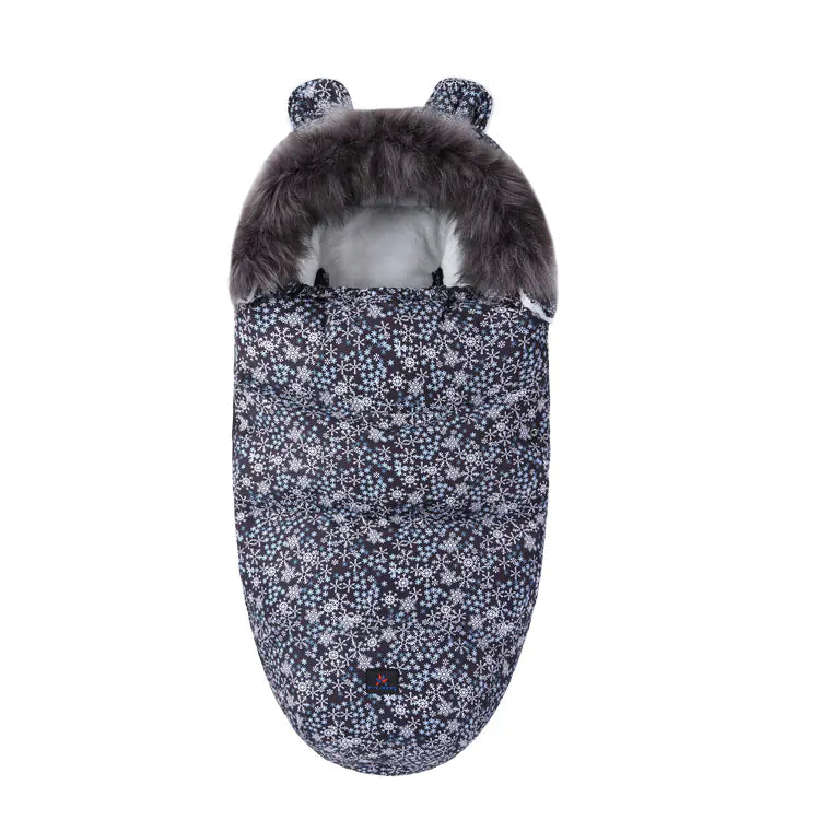Thickened Fleece Baby Sleeping Bag with Fur Collar
