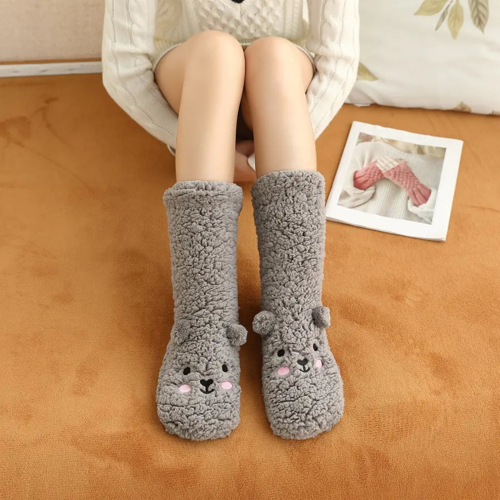 Cartoon Lambswool Anti-Slip Socks