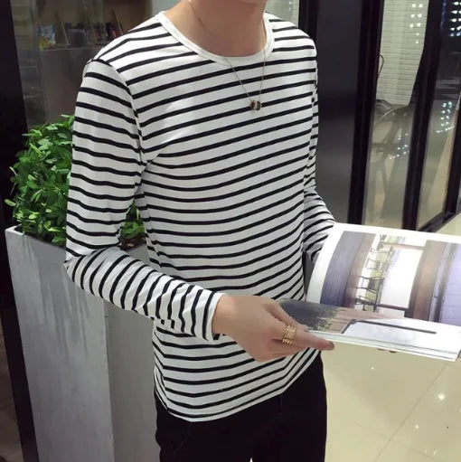 Mens Hooped Long Sleeved Tee