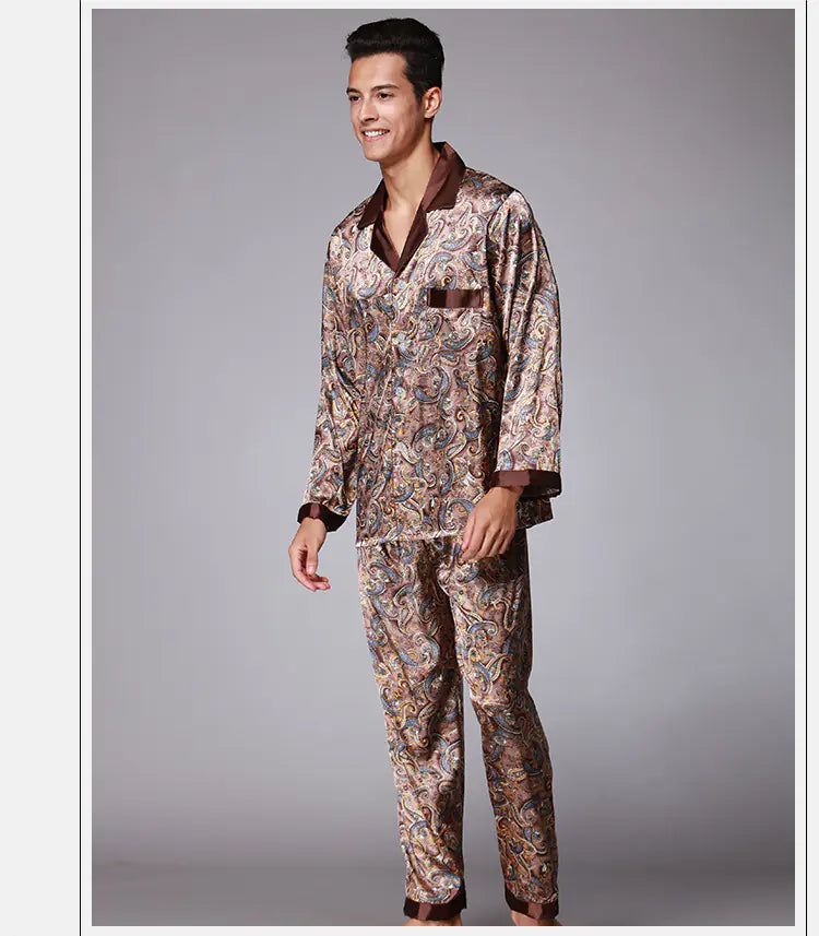 Men's Long Sleeve Satin Pajama Set