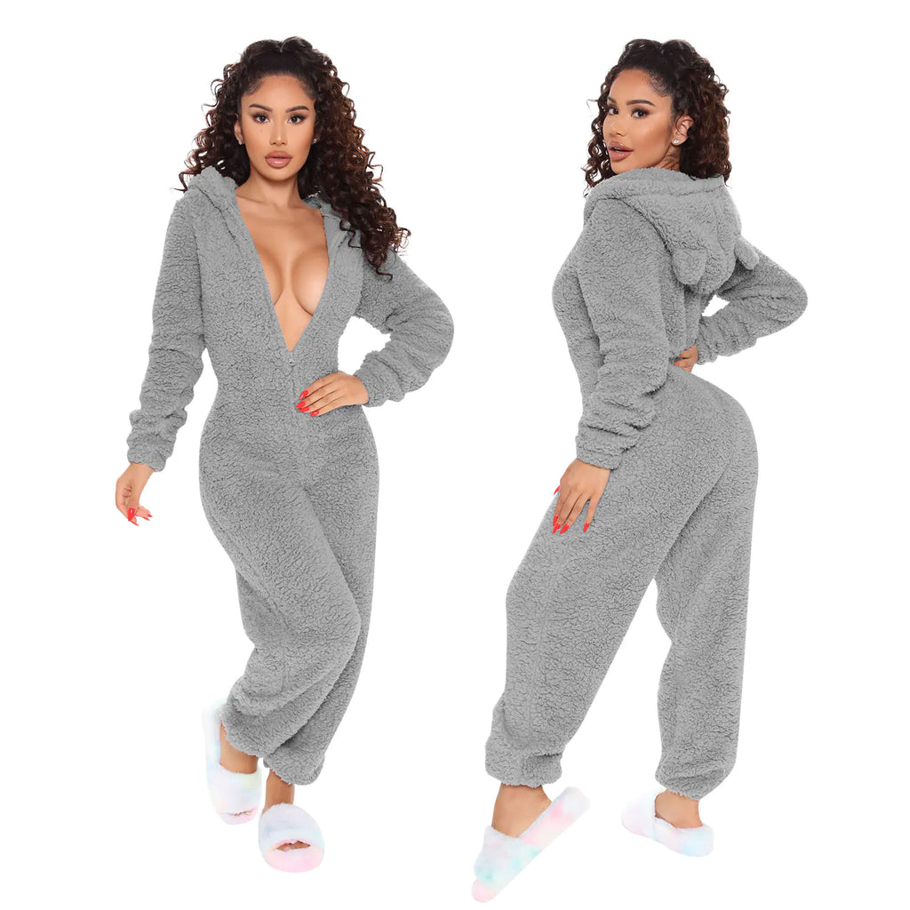 Long Sleeve Hooded Jumpsuit Pajamas