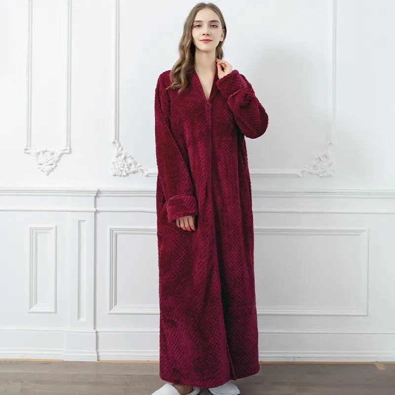 Unisex Long Zipper Bathrobe