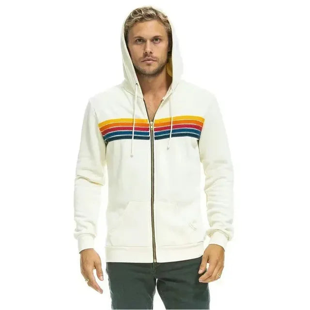 Unisex Aviator Nation 5 Stripe Zip Hoodie Sweatshirt