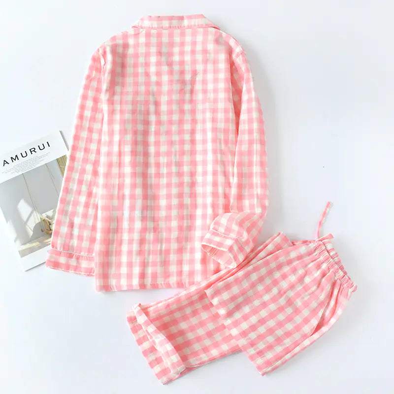 Cotton Plaid Pajama Set for Couples
