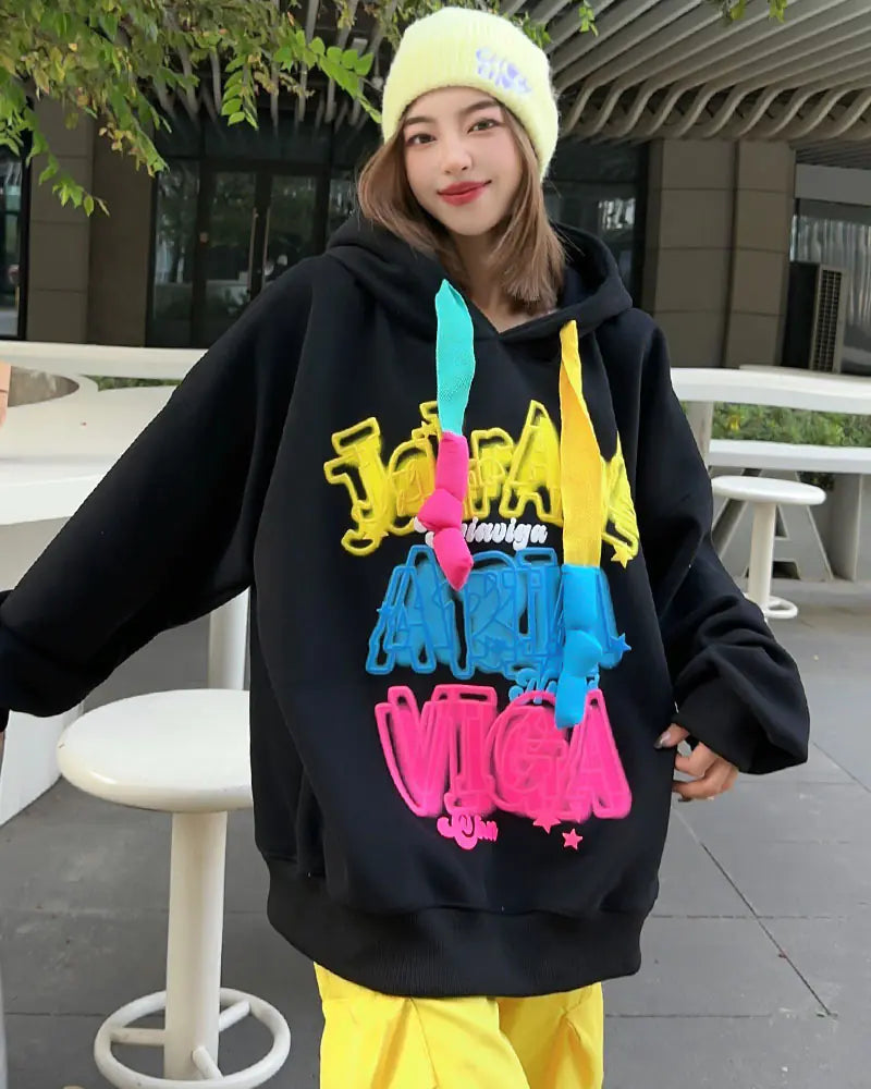 Loose Casual Women's Velvet Padded Hooded Sweatshirt