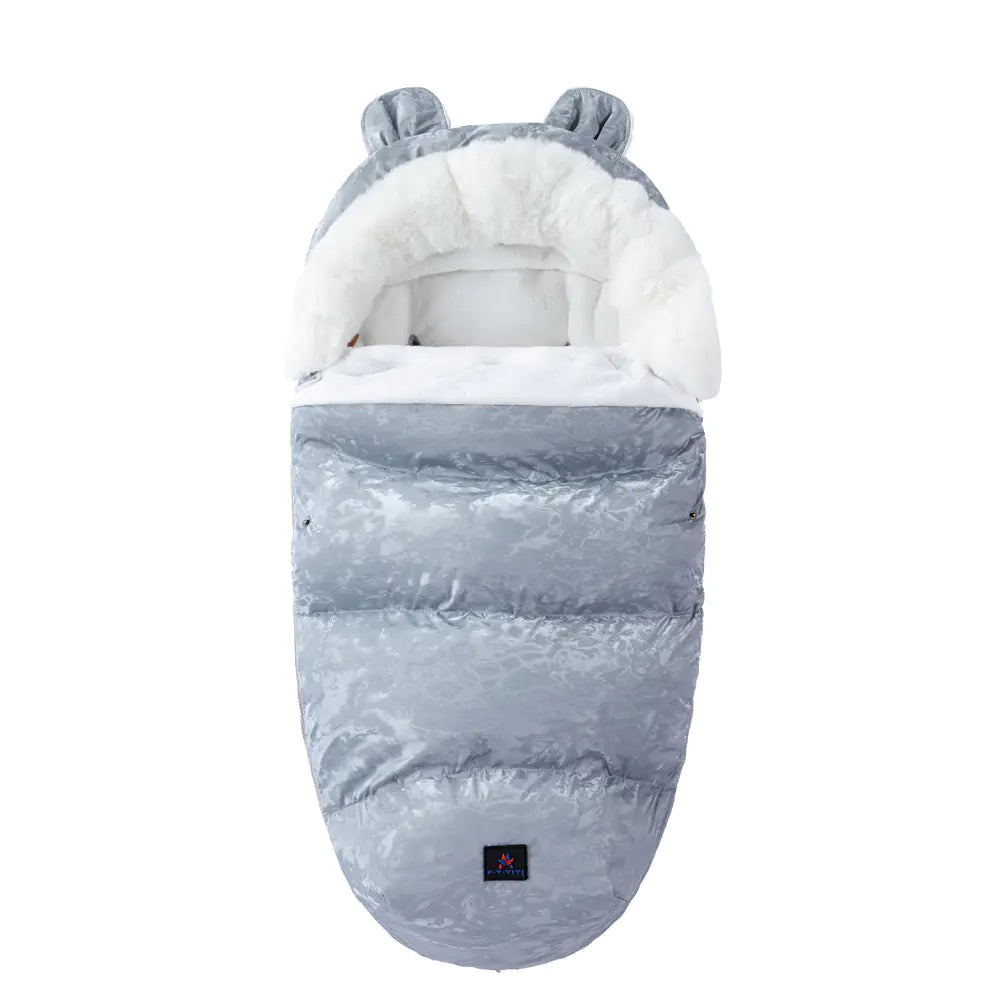 Thickened Fleece Baby Sleeping Bag with Fur Collar