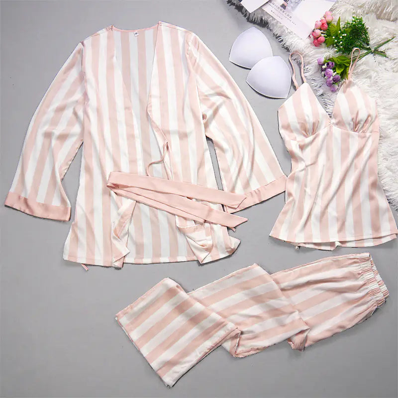 Stripped Silk Pajama Set