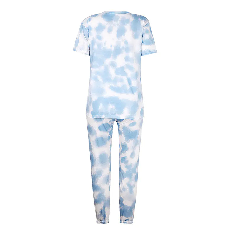 Ladies Short Sleeve Tie-Dye Pyjamas