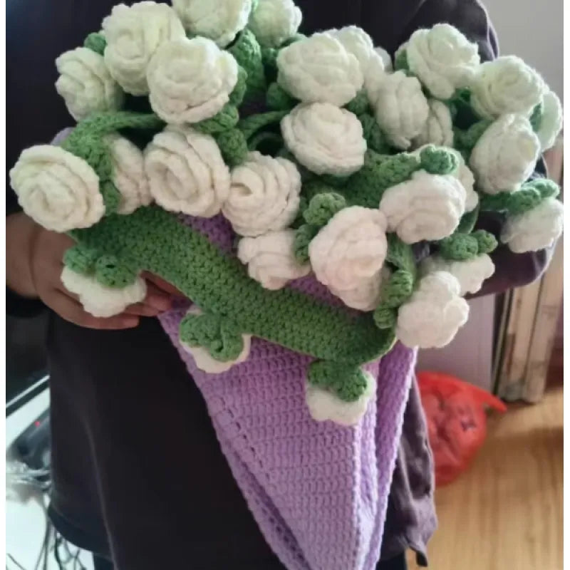 Flower Bouquet Blanket, Finished Rose Blanket, Handmade Weaving