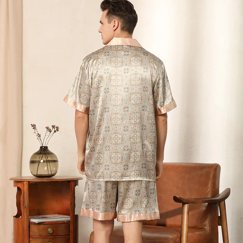 Men's Satin Short Sleeve Pajama Set