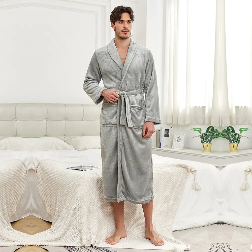 Unisex Long Flannel Bathrobe